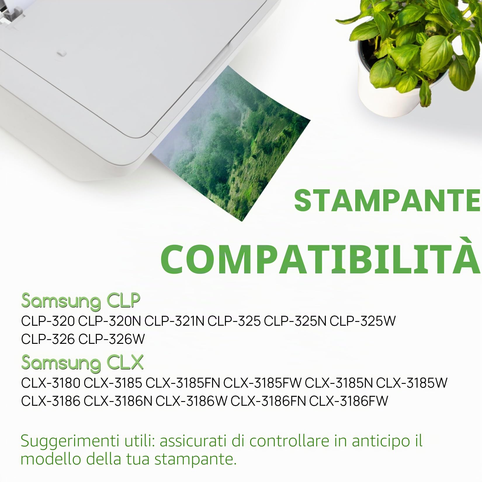 Veson 4 X CLT-407 CLT-409S compatibili con CLP-320, per toner Samsung CLT-4072S per Samsung CLP-320, CLP-321N, CLP-325W, CLP-326, CLX-3180, CLX-3185, CLX-3186(1 nero, 1 ciano, 1 magenta, 1 giallo)