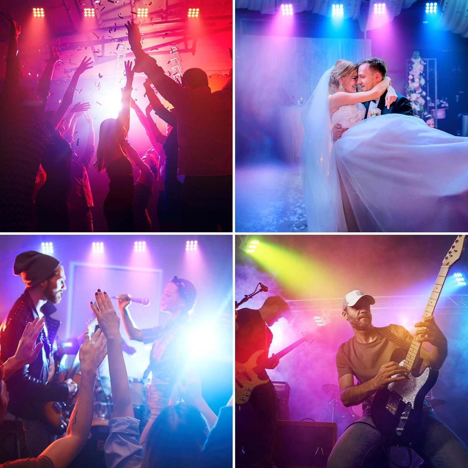 Rechargeable Stage Lights, 9 * 6W RGBWA UV 6-in-1 Battery Powered Par Lights, 6/8/10 CH Wireless Uplights DMX512 Control, Uplighting for Party, Wedding, Event, 1 Pack