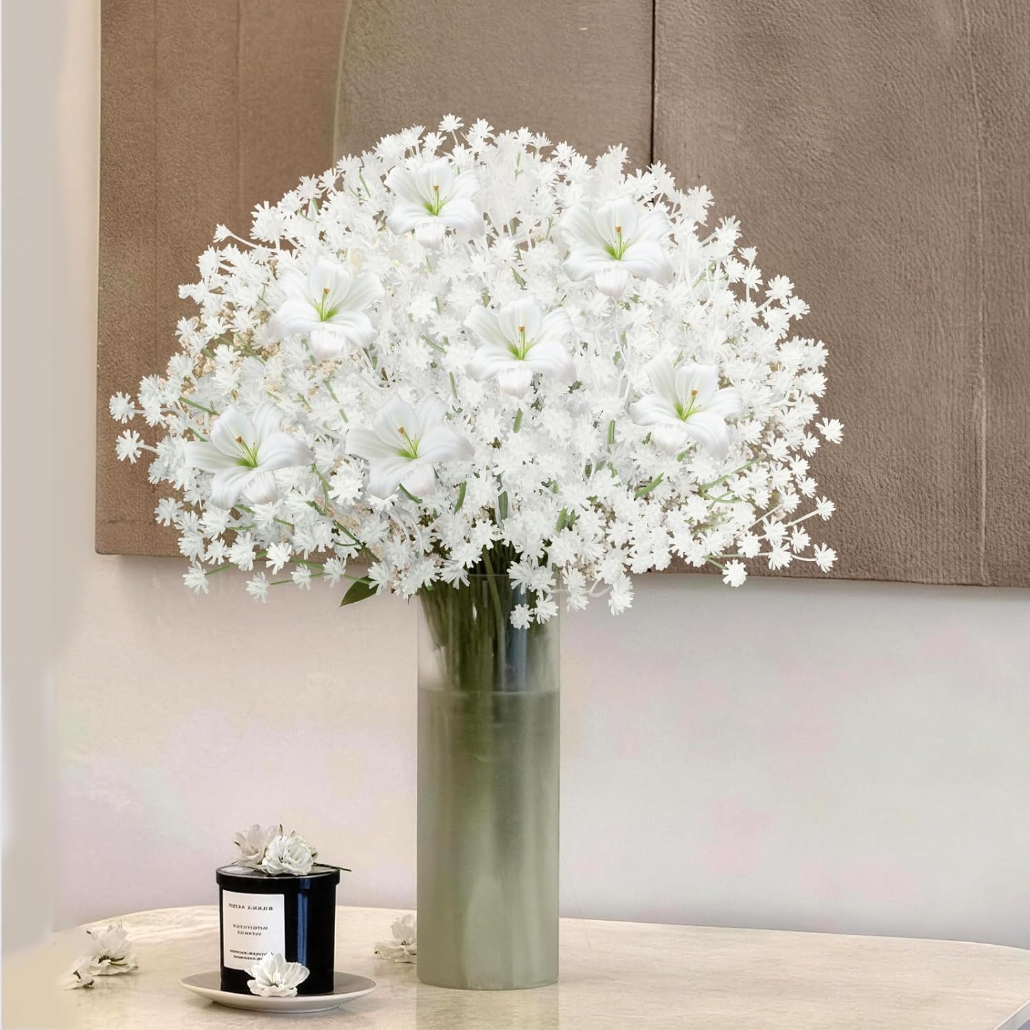 Baby Breath Artificial Flowers Bulk White, 30Pcs Real Touch Faux Gypsophila Bouquets for Party Centerpieces,Wedding Arch, DIY Floral Arrangements, Event Decor, White