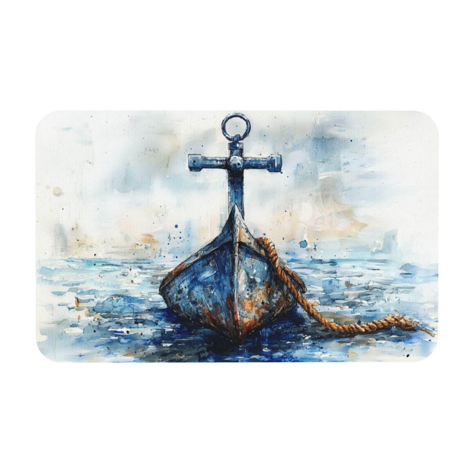 Tapis de bain antidérapant ancre vintage aux finitions soignées 50x80cm