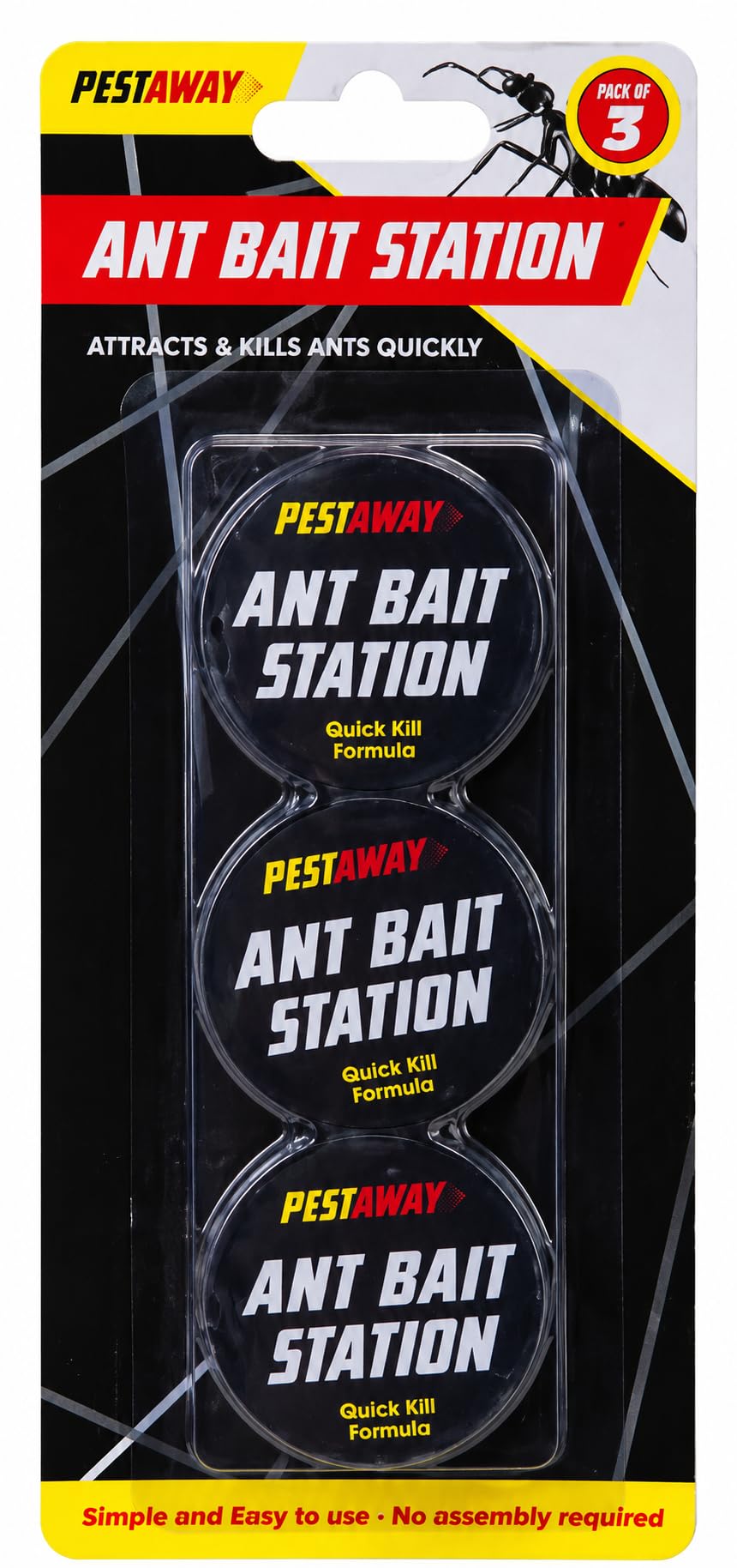3pk Ant Killer Bait Station Destroys Ants and their Nests | Ant Traps used Indoors, Kills Ant Colonies Use at Home & Garden | Strongest Control System - Clean and Easy to Use, Creates No Mess