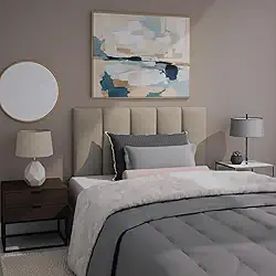 Conjunto 5 Modulos Cabeceira Solteiro Para Cama Box Tecido Em Suede 100cm (Bege)