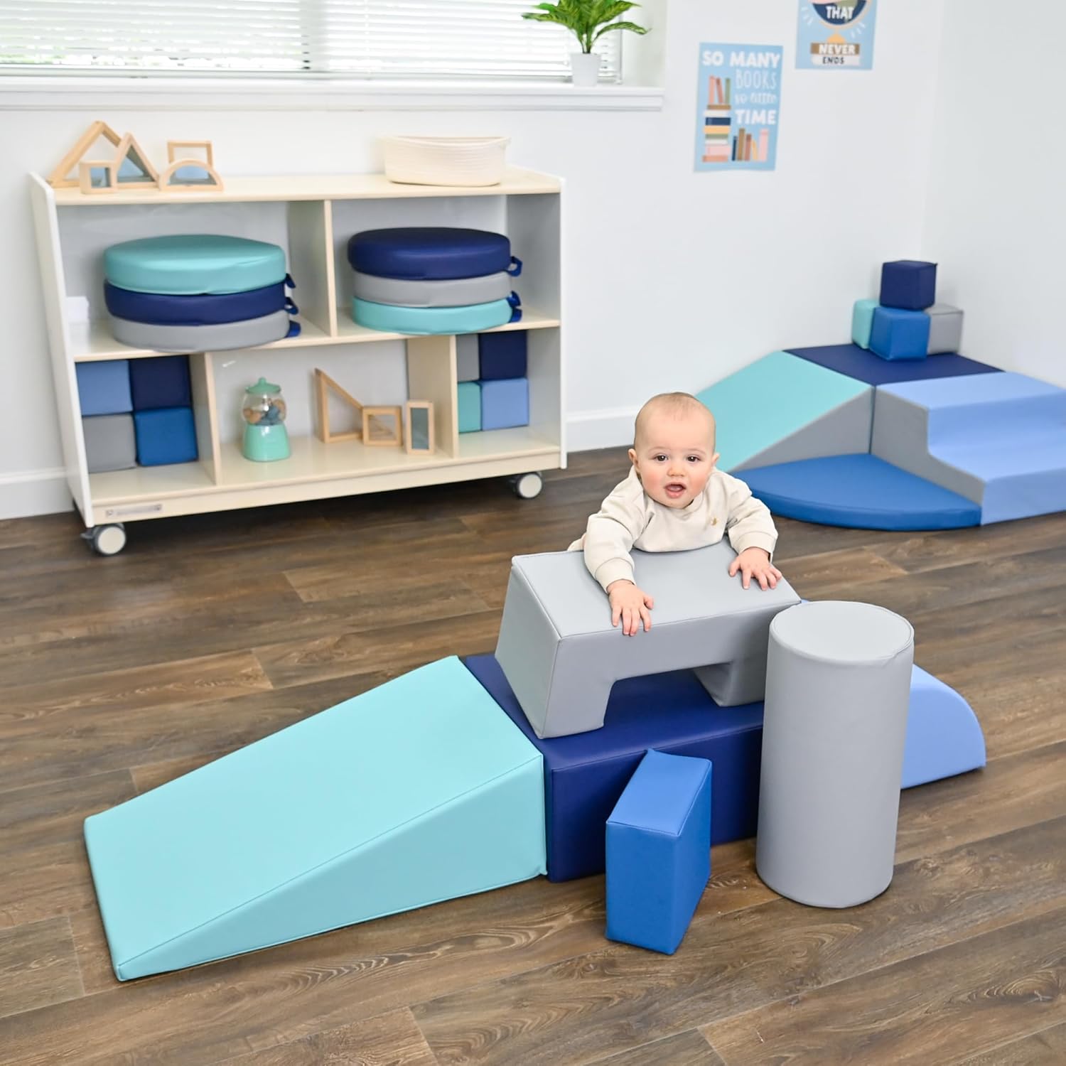 Children's Factory Climb and Play 6 Piece Set, Toddler Indoor Playground Set, Foam Climbing Blocks for Toddlers, Daycare, Tranquility