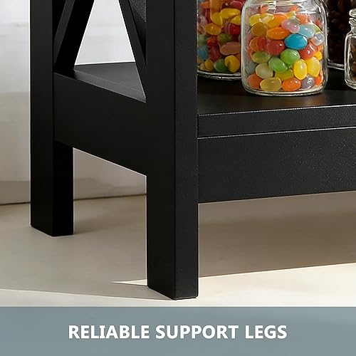 Miniatura 8 de SUPER DEAL Mesa consola estrecha de 39.5 pulgadas, mesa de entrada de 3 niveles, mesa auxiliar con cajón y estantes de almacenamiento para pasillo,