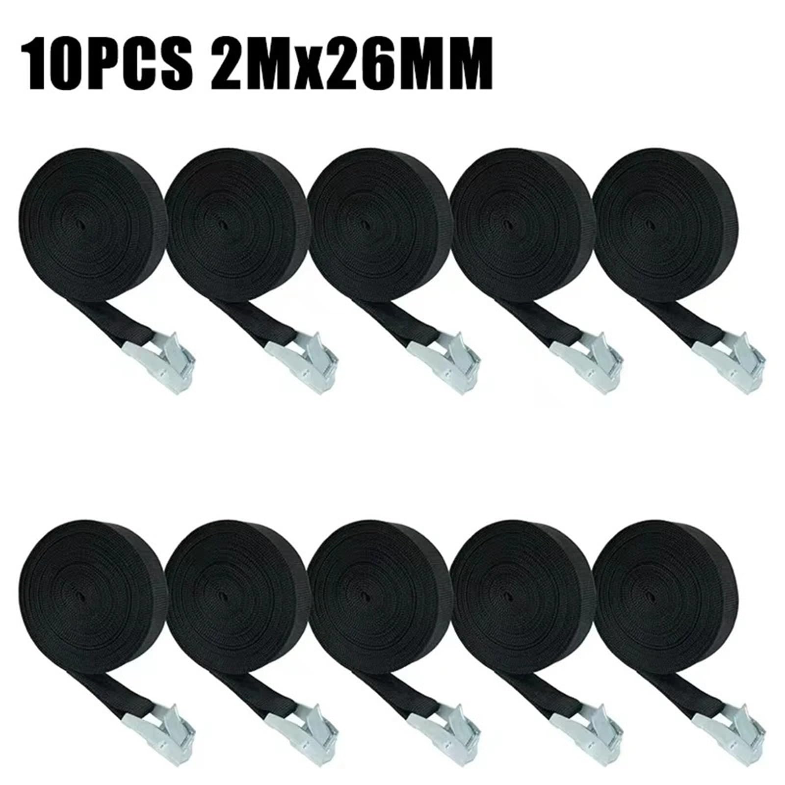 Cinghia Con Fibbia 10 pz Nero 2 m * 26mm Legare La Cinghia A Cricchetto Cintura Bagagli Borsa di Ancoraggio del Carico Con Fibbia In Metallo in lega zinco