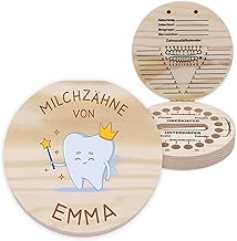 LAUBLUST Personalisierte Milchzahndose mit Namen - Zahnbox mit Zahnfee | Geschenk für Jungen & Mädchen - Milchzahnbox mit Pinzette & Holz Zahndose für Milchzähne zum Aufstellen als Andenken für Kinder