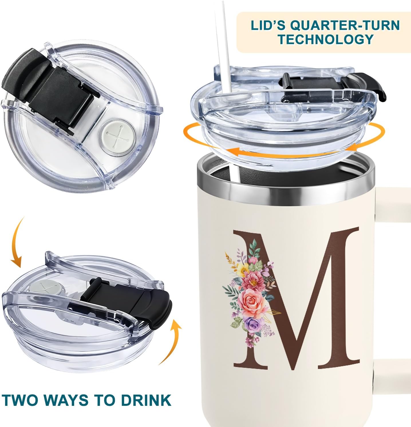 Personalized Gifts For Women - Personalized Gifts For Birthday, Christmas - Monogrammed Gifts Customized Gifts For Woman, Mom, Wife, Best Friend, Sister, Coworkers - Custom Tumbler With Handle 40oz - Image 4