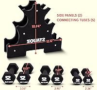 Vista 7 de SQUATZ Dumbbell Weights Set with Stand Negro