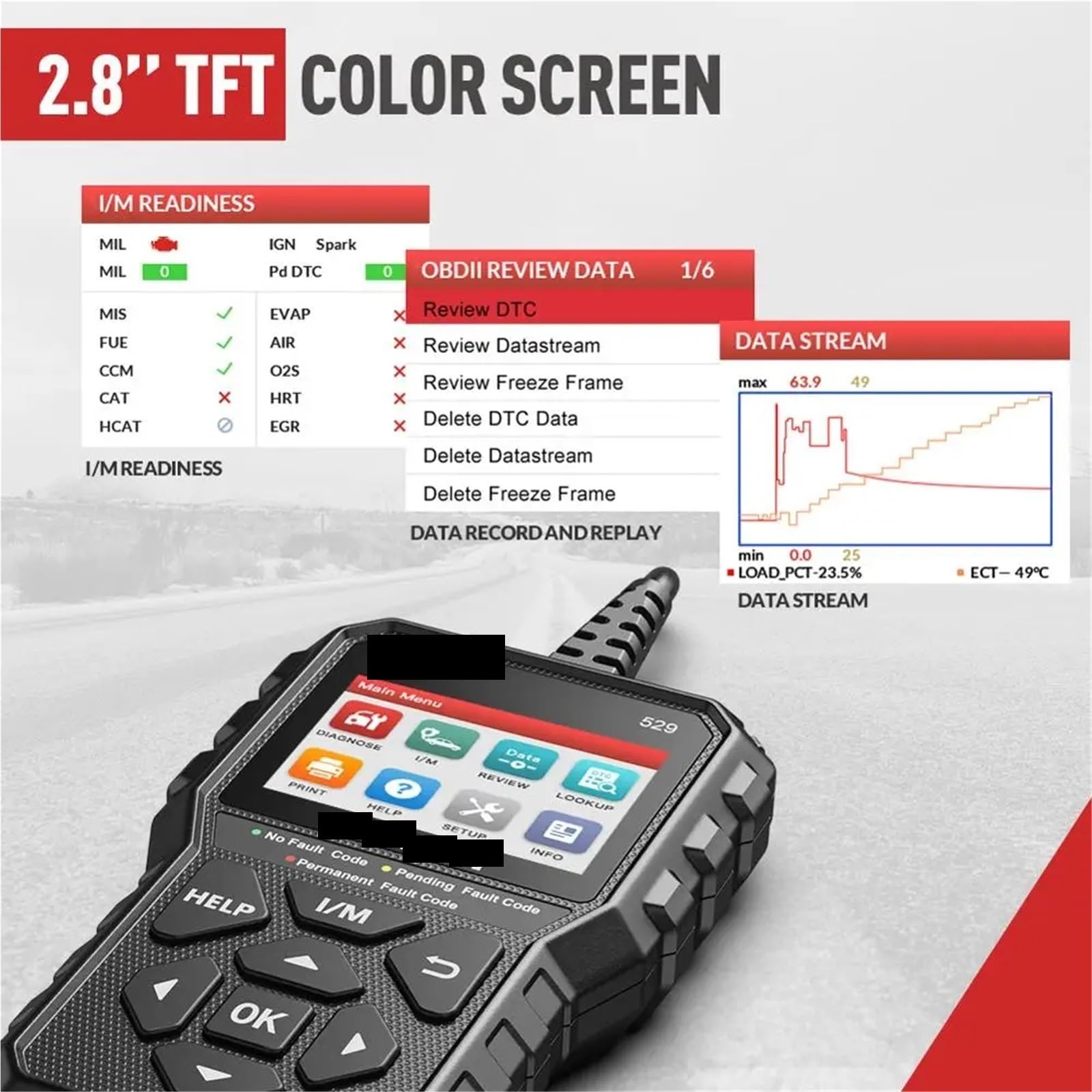 CR529 OBD2-Scanner, Kfz-Diagnosegerät, OBDII-Codeleser, Fehlercode, lesen Sie den OBD-Scan, DIY-Codeleser