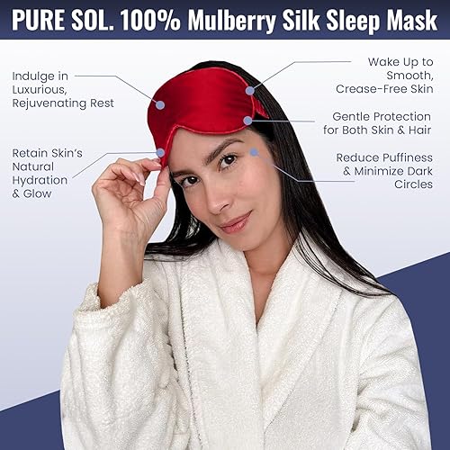 Miniatura 10 de Pure SOL. Máscara de sueño de seda, máscara de ojos 100% seda de morera, máscara de ojos para dormir y vendar los ojos para siesta durante el viaje