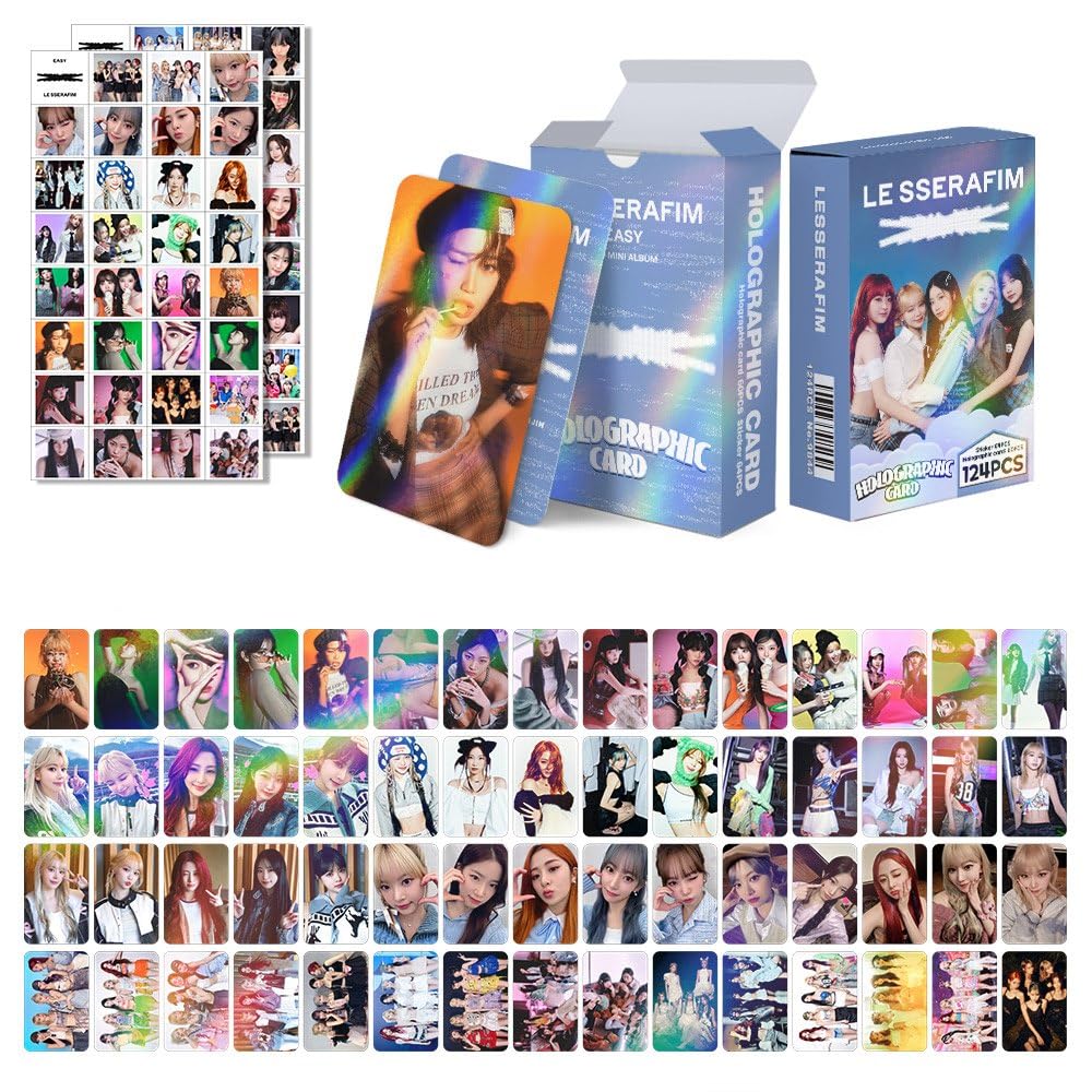 ZRHMCJEN 124Pcs En- Sk Ive Gidle Twice 60Pcs Photocards Greeting Cards Collectmini Card Postcard and 64Pcs Stickers/Le Sserafim