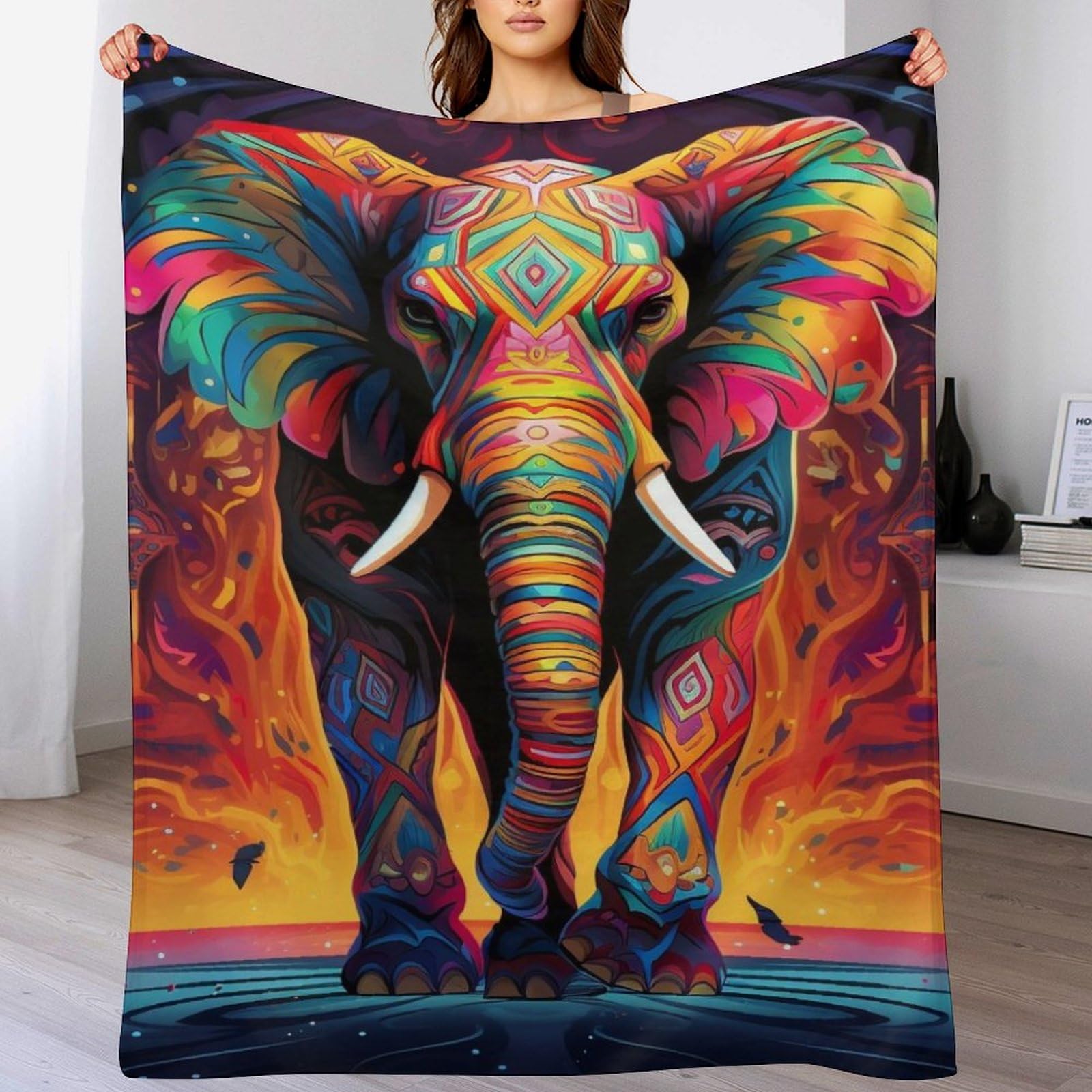 Couverture éléphant chaude et douce lavable en machine pour lit