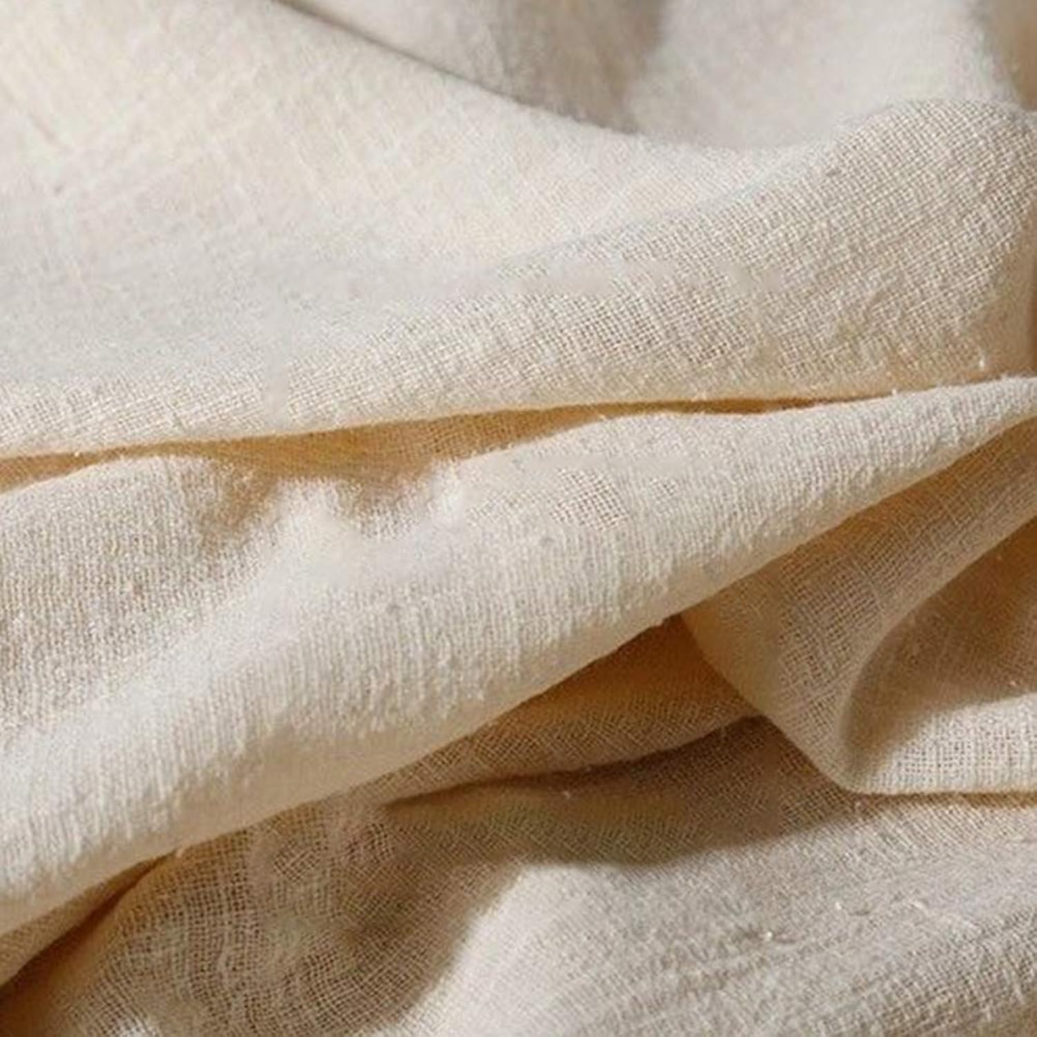 Linen Cotton Fabric,130 x 100 cm Organic Material Pure Natural Flax Cambric Eco DIY Clothes Fabric Soft Cotton Linen Curtain Cloth Handmade - Beige