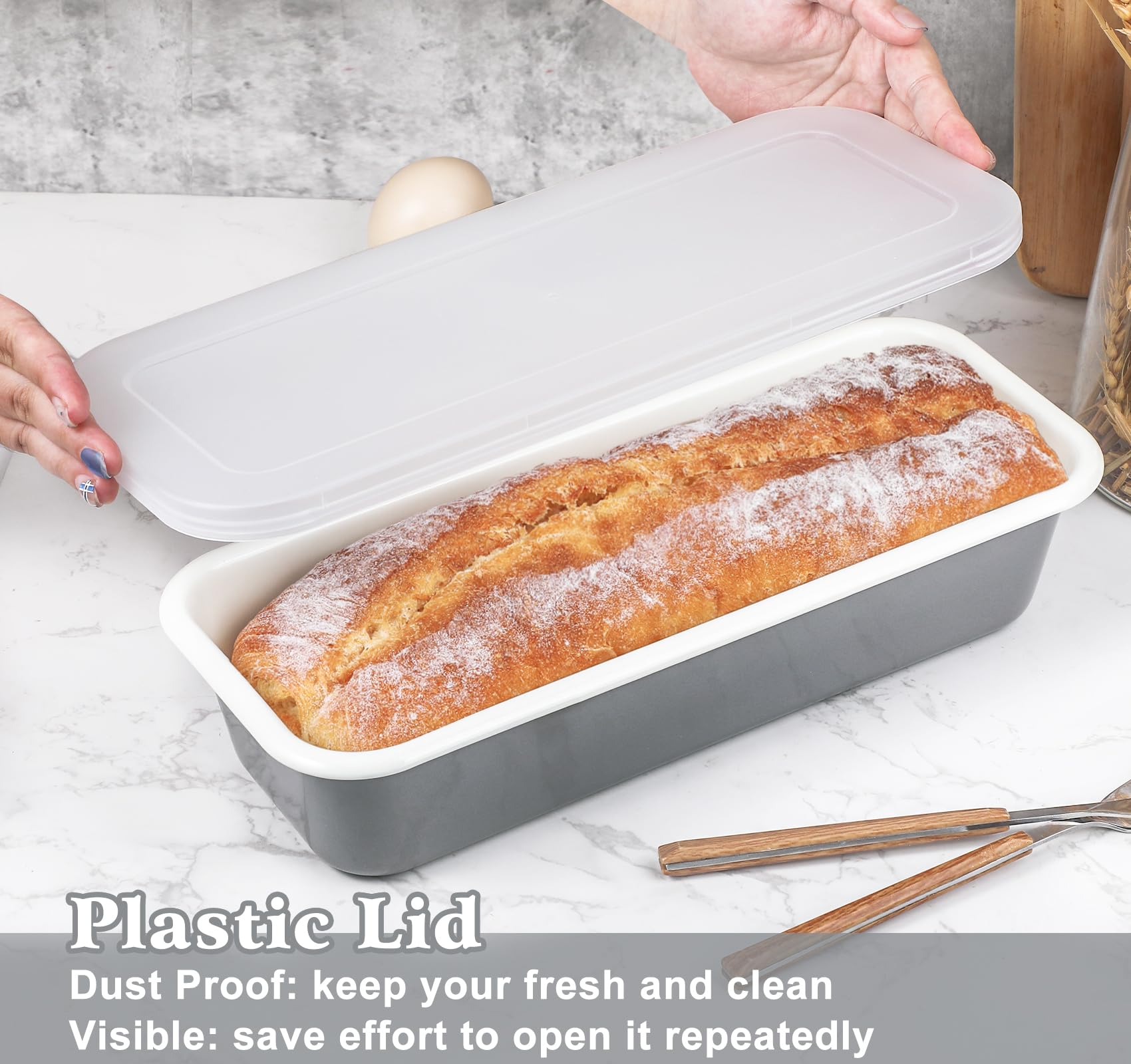 webake Stampo per pane smaltato, 32 cm, rettangolare, per torte, pane tostato, 32 x 13 x 7 cm