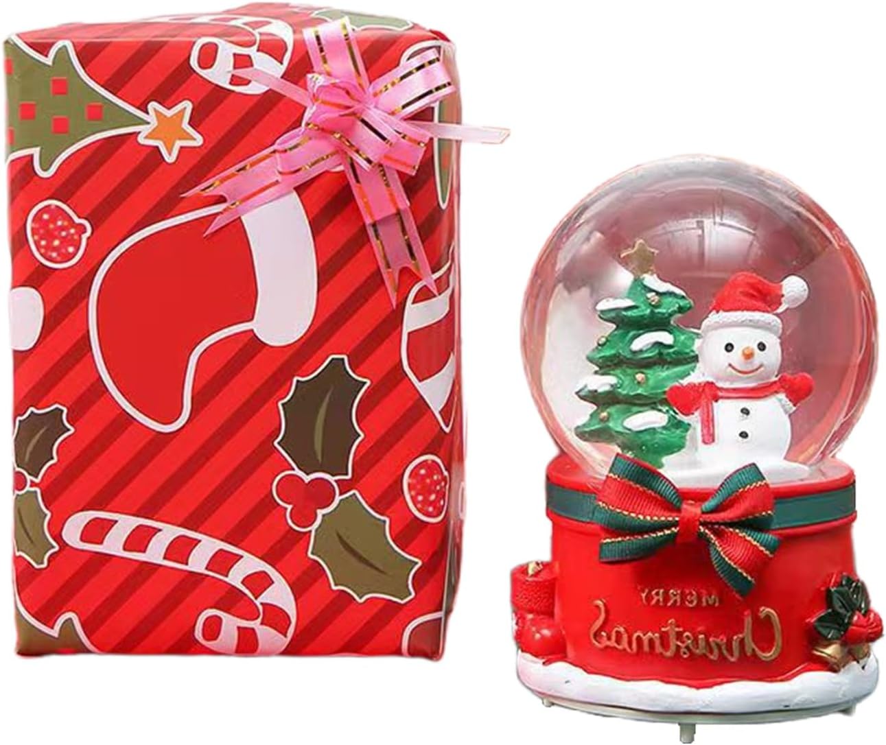 Musical Crystal Ball Snowman Ornamentation Music Box with LED Light and Classical Christmas Melodies Resin Art Work Musical Snowman for Elderly