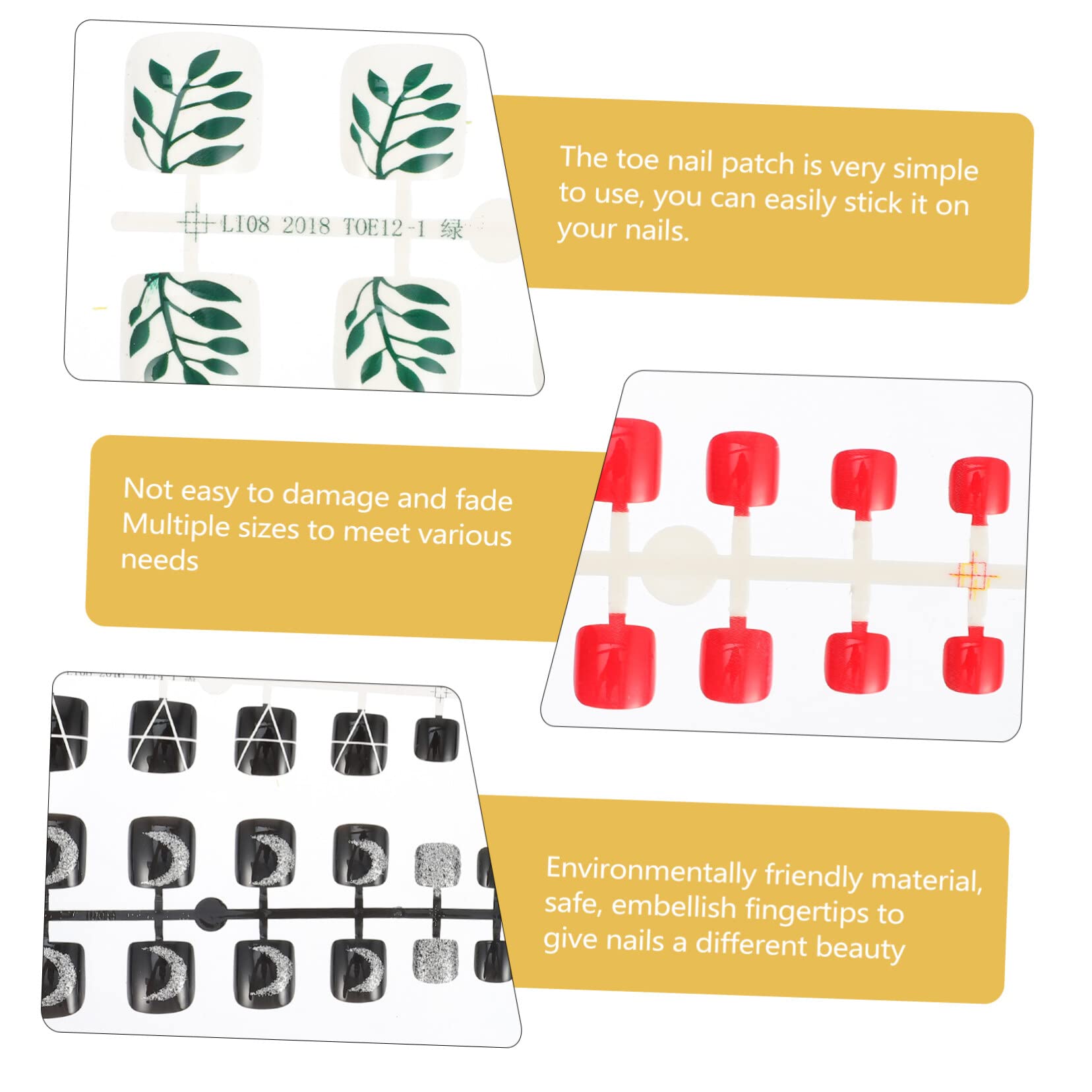 FRCOLOR 25sets Press Toenails Unghie Artificiali Per Piedi Facili Da Applicare Per Eventi Feste e Manicure Fai Da Te