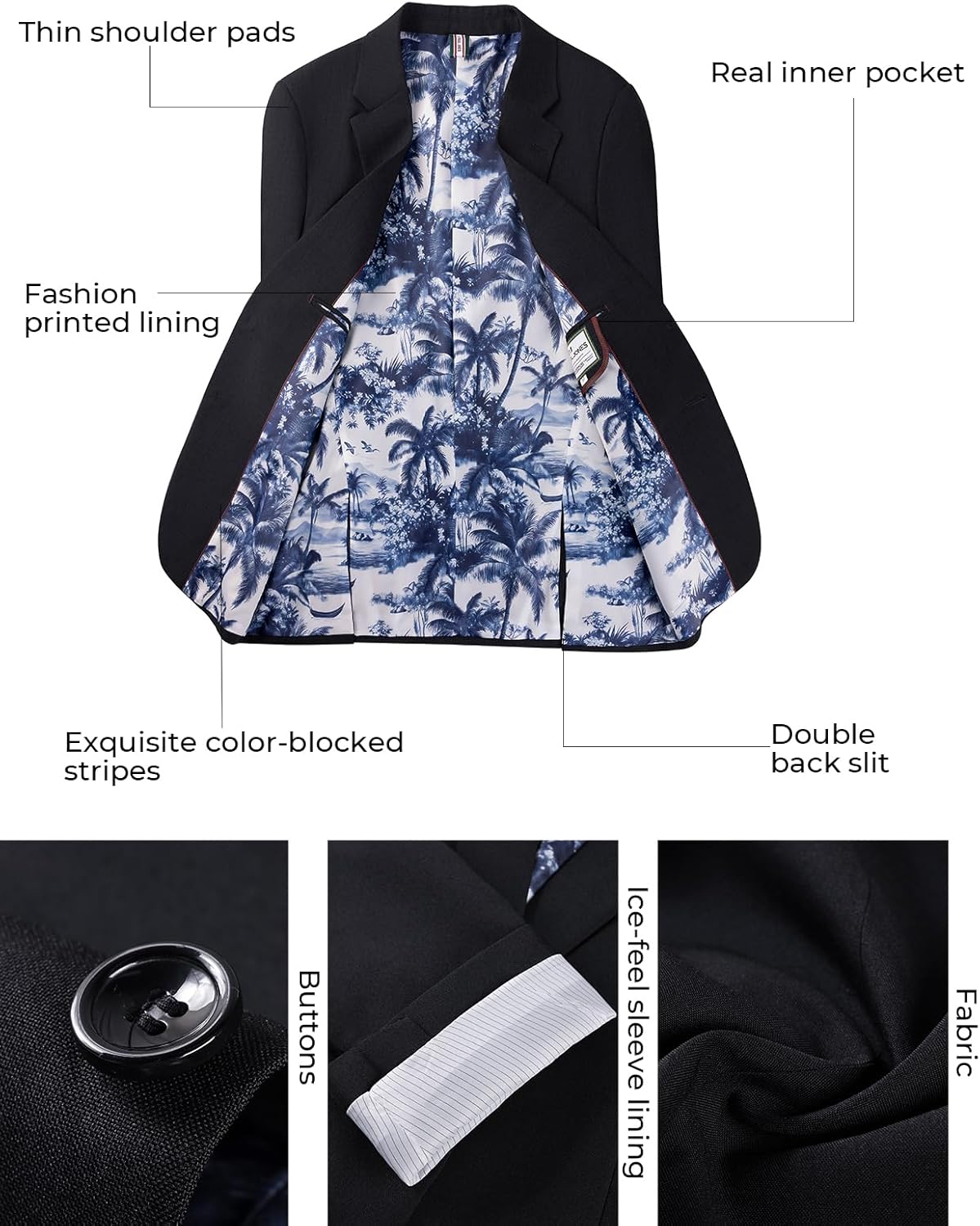 PJ PAUL JONES Mens Casual Business Sport Coat Blazer Two Buttons Slim Fit Lightweight Jacket - Image 5