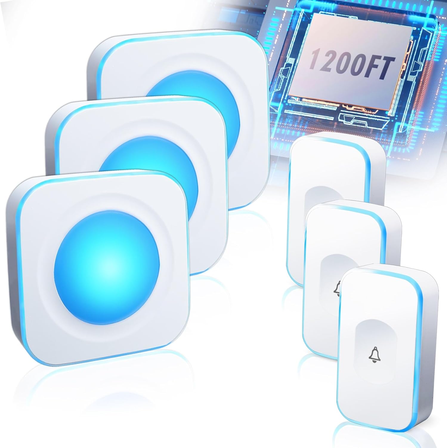 Wireless Doorbells for Home Flashing Light Doorbell with 3 Buttons & 3