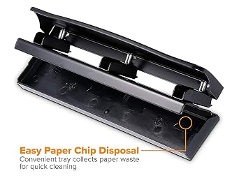 Bostitch Office 3 Hole Punch, Durable Metal, Rubber Base, 12 Sheets, Black