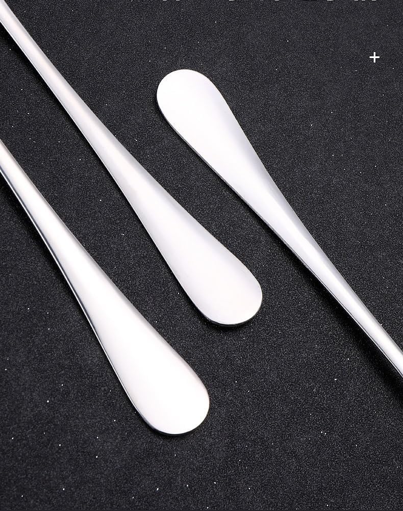 Silverware Flatware Set, 4/16/24/32/40/48 Pieces Hotel Light-handled Spoons, Small Round Spoons, Student Cafeteria Spoons, Household Stainless Steel Spoons (Color : Silver, Size : 6Set-24