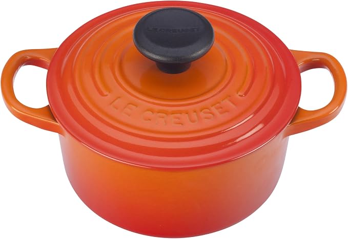 Le Creuset LS2501-142 Signature Enameled Cast-Iron Round French (Dutch) Oven, 1-Quart, Flame