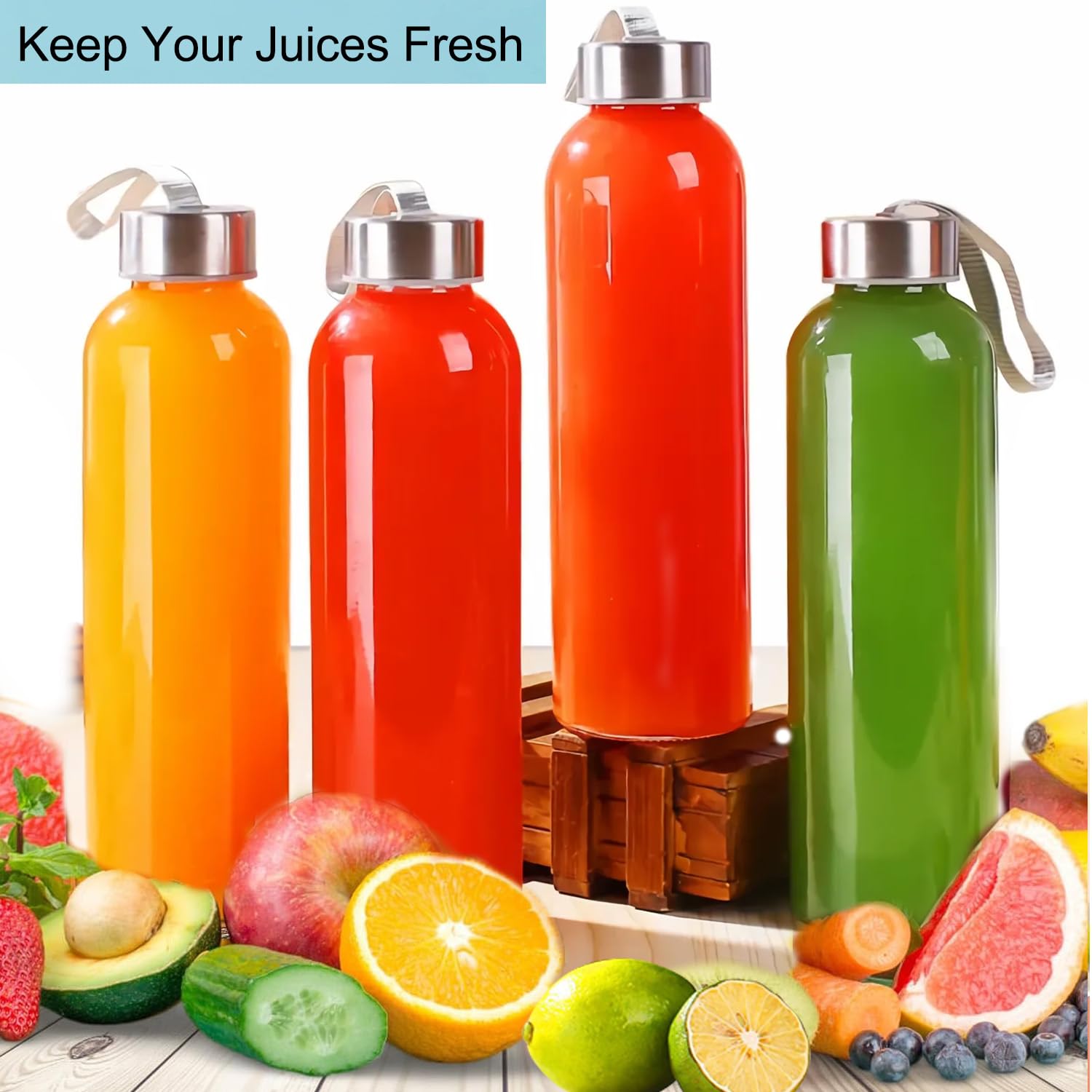 4 Glasflaschen Mit Deckel, 1000 Ml – Borosilikatglas, Luftdicht, Für Saft, Smoothies, Lebensmittelaufbewahrung