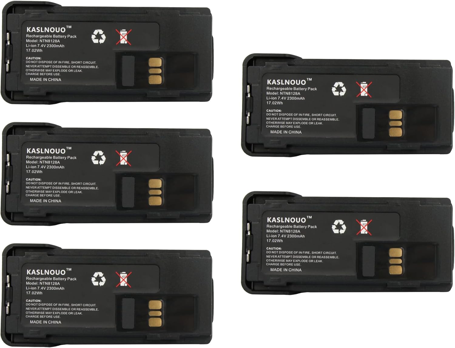 5-Pack APX 4000 Battery Replacement Compatible with Motorola APX 2000 Radio PMNN4406AR PMNN4424 NNTN8128-7.4V 2300mAh with Belt Clip