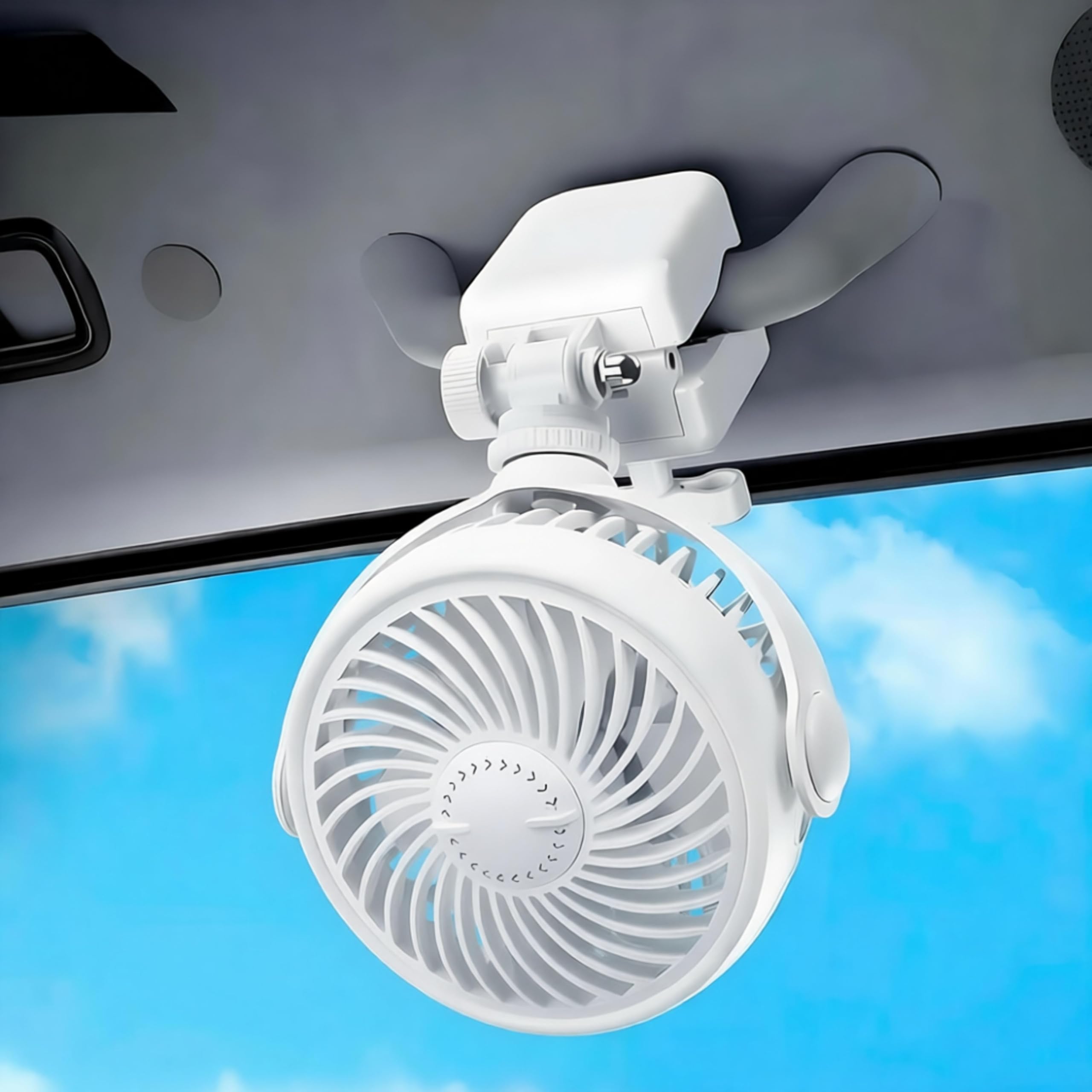 VAPORVERSE Car Clip on Air Conditioner Fan,for SEAT Arona 2017-2024 (oberer Ladeboden),Car Clip on Fan for Sun Visor Handle,Car Fans That Blow Cold Air,Portable Ac for Car,White