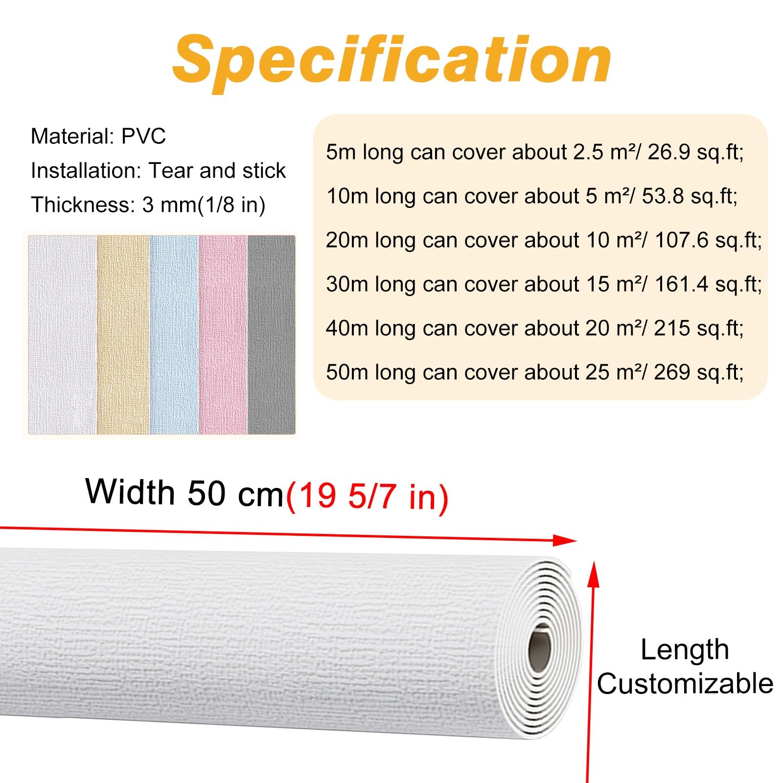 Ceiling Tiles Tapeta Z Płytek Samoprzylepna W Rolce, 3 Mm Grubości Samoprzylepny Panel Ścienny Z PVC, Dekoracyjne Płytki Sufitowe, Wodoodporna Okładzina(Beige,W 50cm x L 40m)