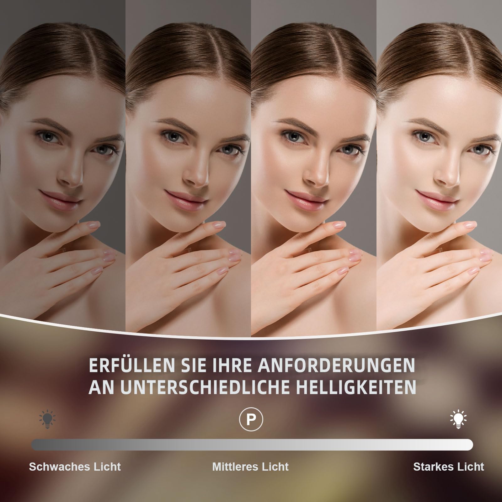 Dripex Hollywood Schminktischspiegel, Schminkspiegel mit 20 Lampen und 3 Farbtemperatur Licht, Kosmetikspiegel mit Touch Steuerung, 90 x 60 cm Weiß, Aufstellung oder Wandmontage