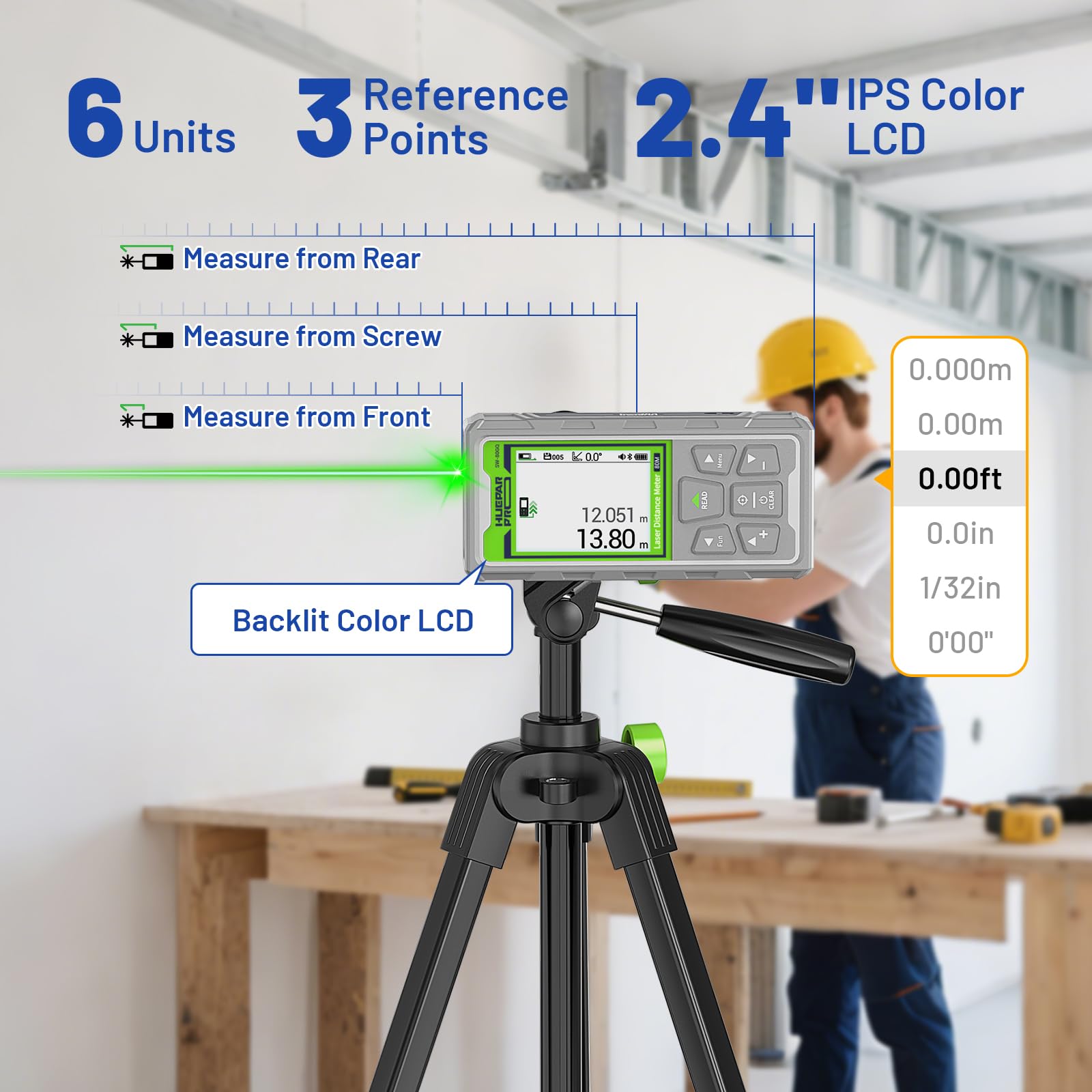 Huepar Pro Telémetro láser para exteriores con cámara y Bluetooth