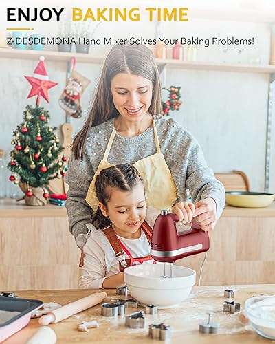 Miniatura 2 de Batidora de mano eléctrica, potente batidora de mano eléctrica de 300 W con 304 batidores, gancho para masa, batidora de mano con turbo para hornear