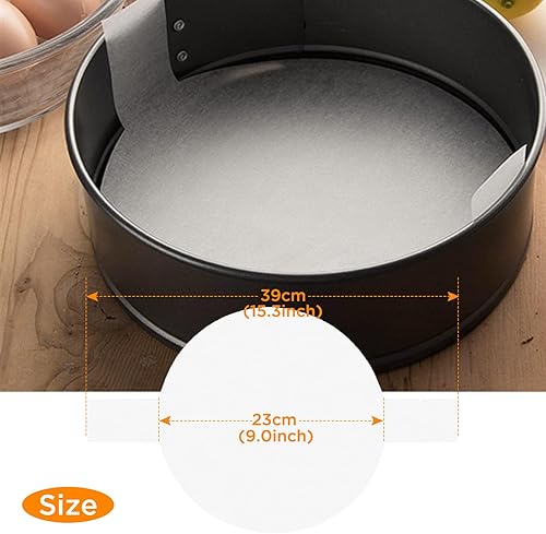 Miniatura 3 de GeeRic 100 piezas de papel pergamino para hornear, revestimiento redondo de 9 pulgadas para moldes para pasteles con pestaña de elevación, pergamino