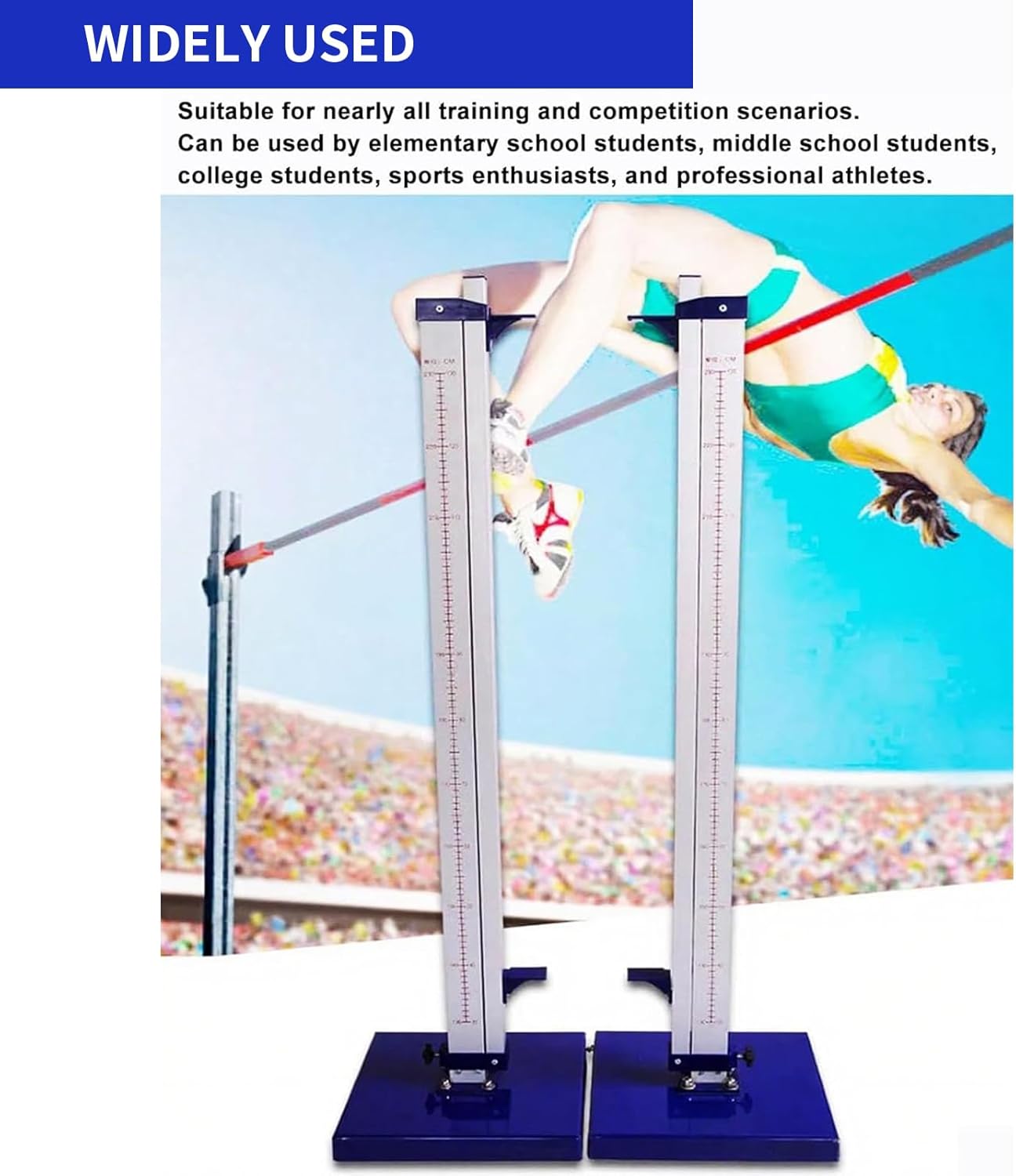 Portable High Jump Standards for Track and Field, Adjustable Aluminum Training Stands, Easy Setup, Perfect for Competitions and Practice, Range: 1' to 7.5'