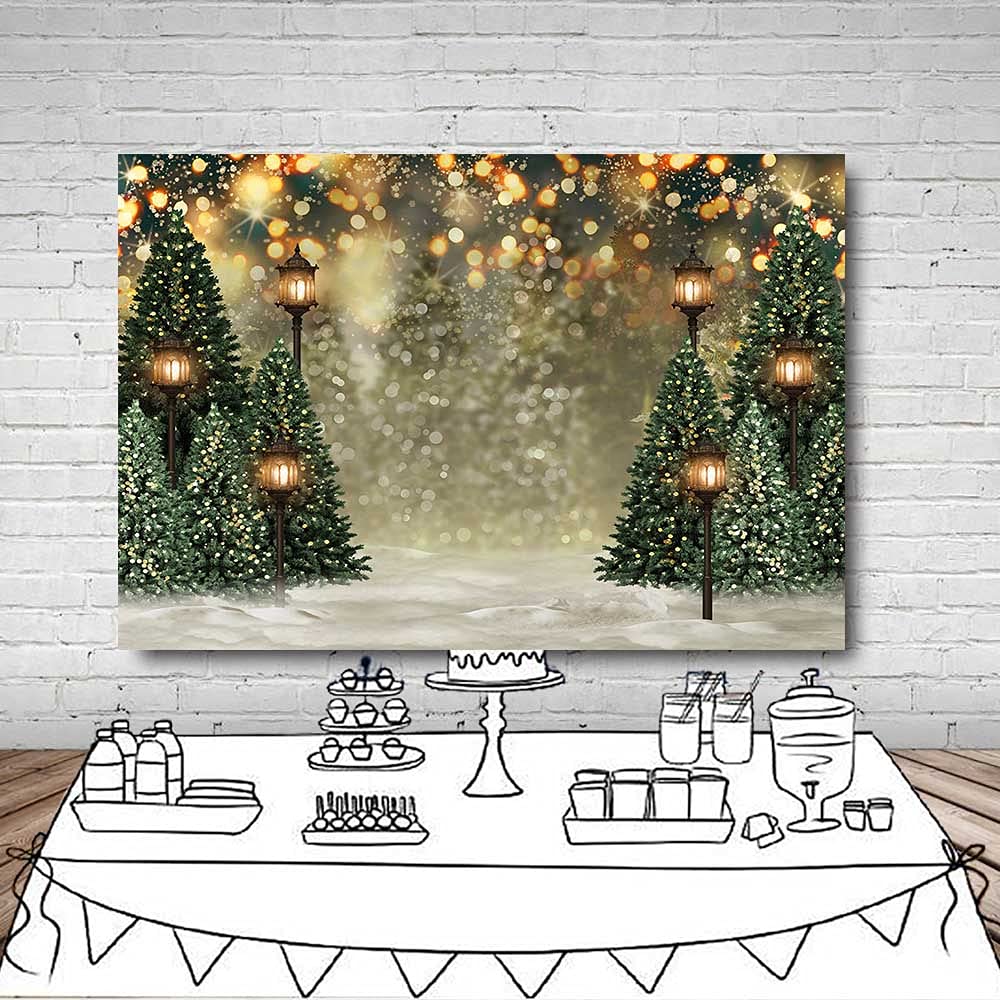 MEHOFOND 3x2,1 m Fond Photographique du Nouveau né Vert Flocon de Neige de l'arbre de Noël en Hiver Neige Scintillante Bokeh Portrait à l'envers Noël Anniversaire Party Photos banderoles Accessoires