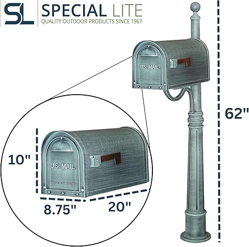 Vista 19 de Special Lite - Buzón clásico con poste de aluminio, buzón negro con poste Ashland - SCC-1008_SPK-600-BLK