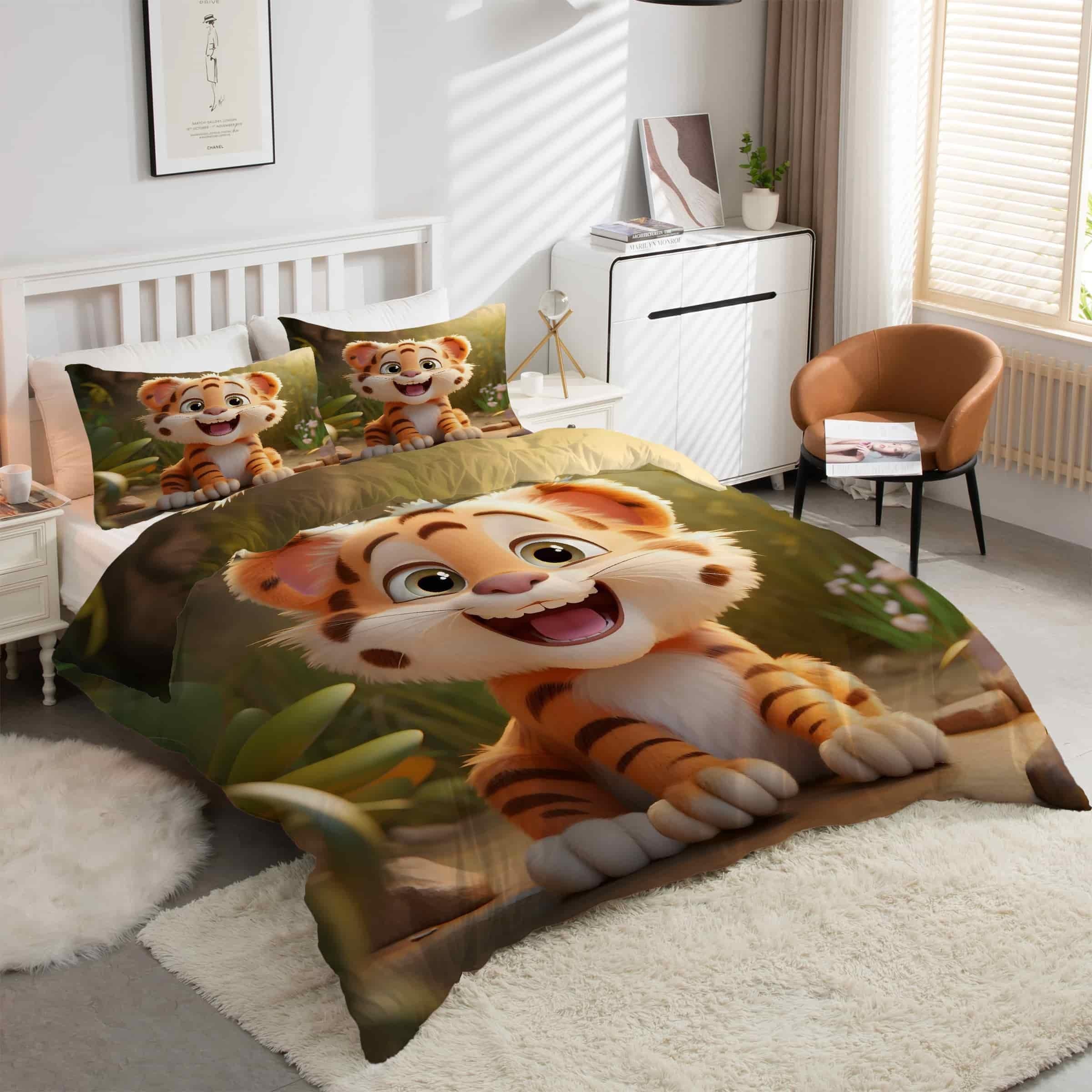 Housse de couette 200x200 tigre pour transformer votre chambre en un safari moderne et chaleureux