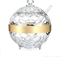 Vista 1 de Azucarero acrílico transparente con tapa y cuchara, contenedor de azúcar de 10 onzas para accesorios de cafetería, tarro de azúcar (chapado en oro)