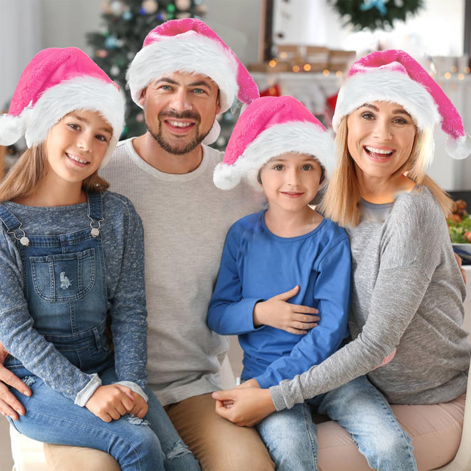 Sombrero de Papá Noel de Navidad para adultos, sombreros de Papá Noel de terciopelo, sombrero de Navidad de felpa para Navidad, Año Nuevo, decoraciones y suministros