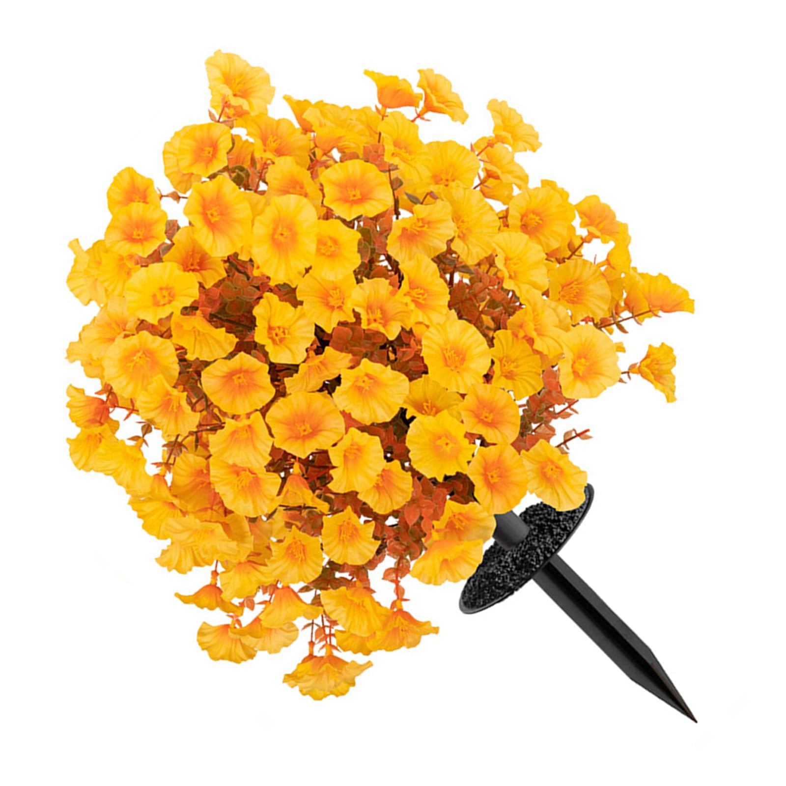 Mllepjdh Yellow Weatherproof Morning Glory Flower With Stake Realistic Artificial Plant For Garden Yard Patio Permanent Blossomy Deck