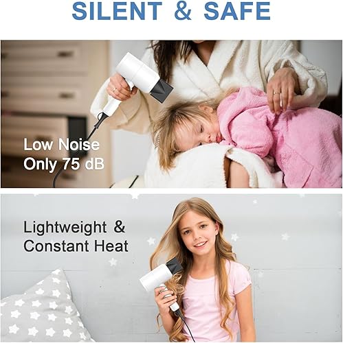Miniatura 6 de slopehill Secador de Pelo Profesional Iónico, Potente Secador de 1800W de Secado Rápido y Bajo Ruido con 2 Concentradores, 1 Diffuser y Accesorios