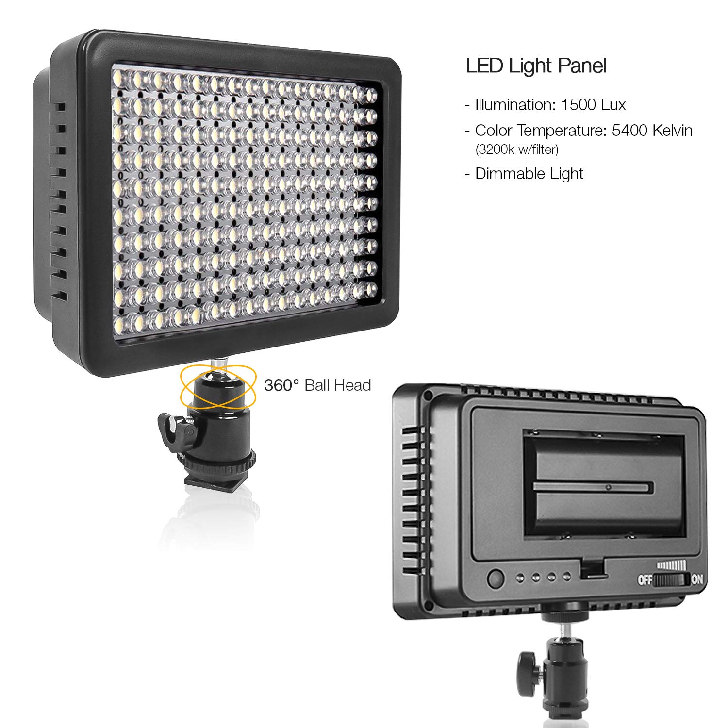 LimoStudio 160 LED Video Light for Digital DSLR Camera, Camcorder, High