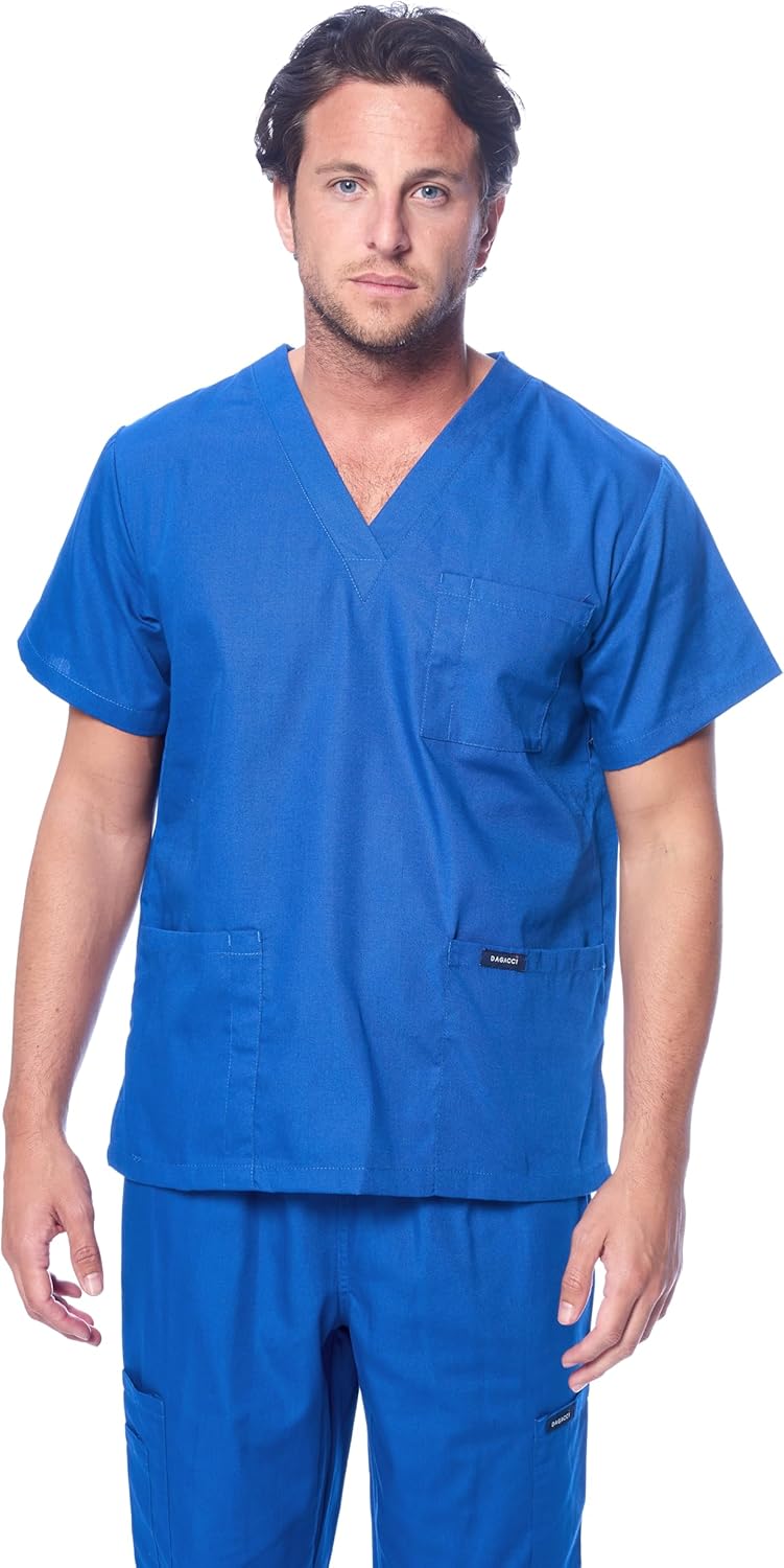 Dagacci Scrubs for Men Set - V-Neck Scrub Top and Cargo Pants - 8 Pockets Men Scrubs Set - Image 2