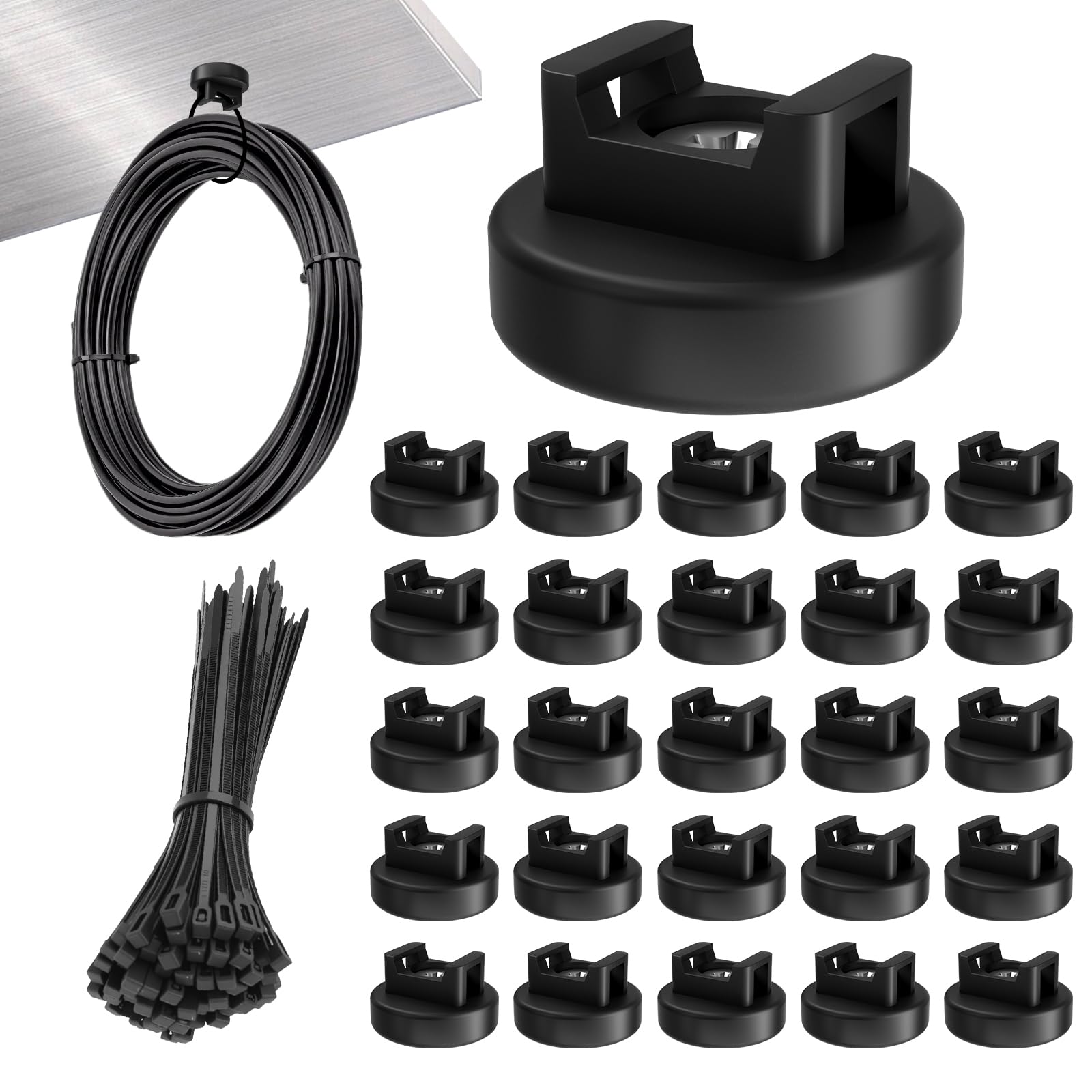Magnetische Kabelbinder für Kabelbinder, robuste magnetische Kabelbinder (25 Stück Mehrzweck-Magnete und 100 Stück lösbare Kabelbinder), magnetischer Drahthalter für Zuhause, Büro