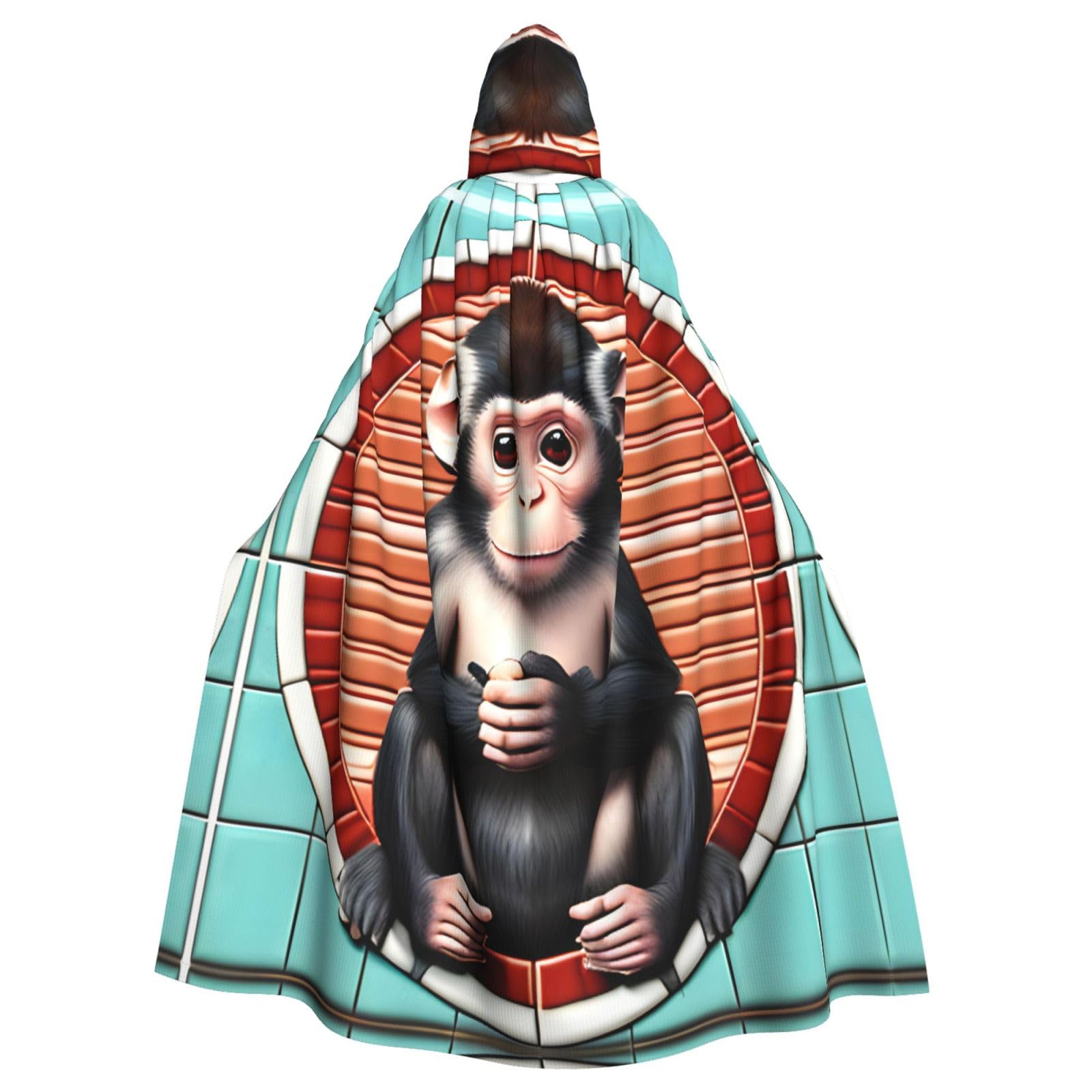 Cape à capuche singe silencieux déguisement long unisexe - 8