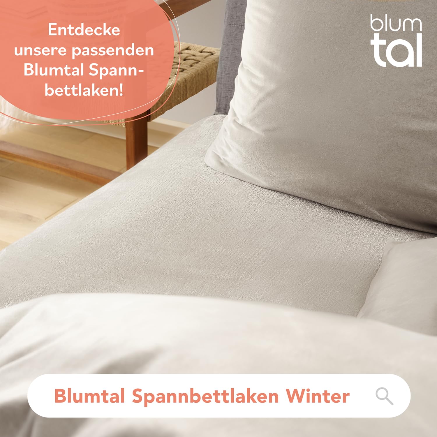 Blumtal Winterbettwäsche 135x200 cm, 4-teiliges 2er-Set – Cashmere-Touch Plüsch aus Flauschiger Mikrofaser, Oeko-TEX Zertifiziert, 2 Deckenbezüge + 2 Kissenbezüge 80x80 cm – Taupe/Beige