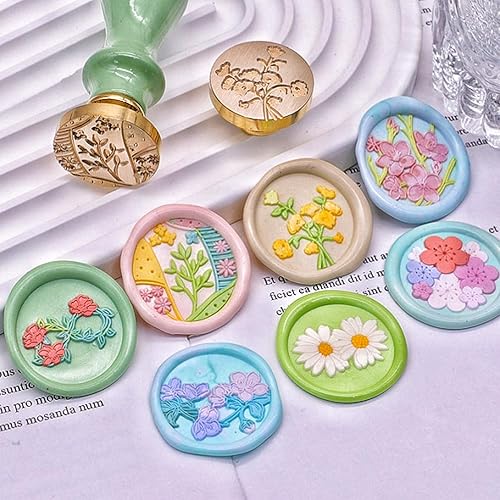 Miniatura 3 de ONWINPOR Sello de cera de flores, cabeza de sello de cera de hojas de plantas, cabeza de sello botánico, cabeza de sello botánico, sin mango, gran