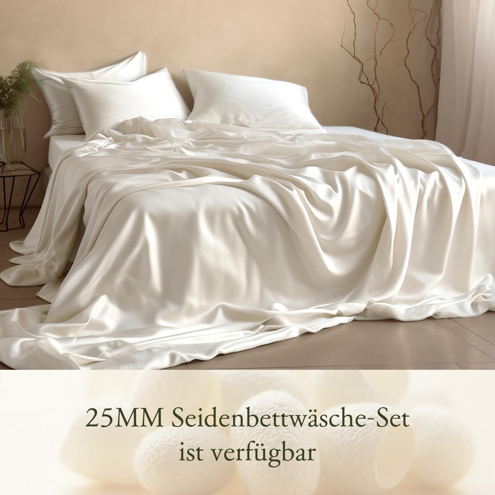 LilySilk Jedwabna poszewka na poduszkę, 25 momme, z zakładką, 1 sztuka, w 100% wysokiej jakości jedwab morwowy, opakowanie, wielokrotnego użytku, 80 x 80 cm, kość słoniowa
