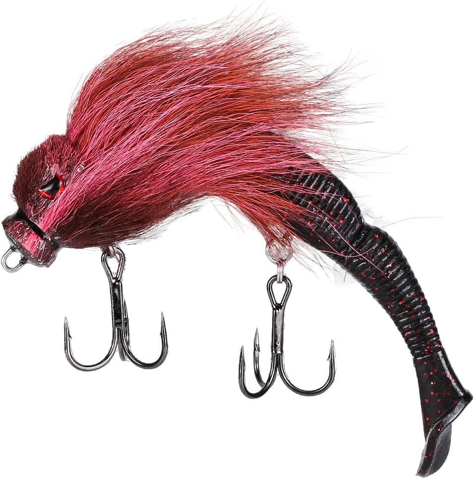SeaKnight Sinking Rat Baits Bass Bucktail Binded Mouse Multi-Jointed Wagging Tail 7.1"/1.23oz Fishing Lures