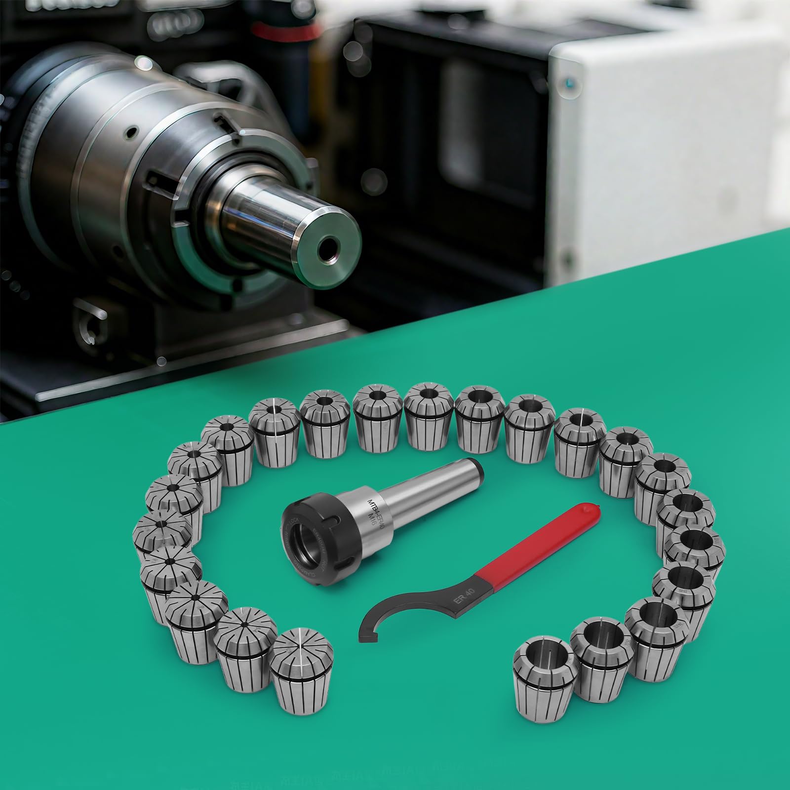 Juego de 23 alicates de alta precisión ER40 con alicates MK4/MT4 M16, juego de alicates de sujeción (Ø 4-26 mm) de acero para máquina de grabado CNC fresadora